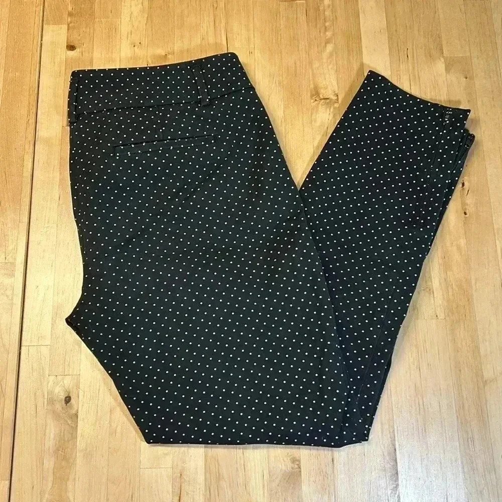 Black Polka Dot Stretch Trousers - Womens
